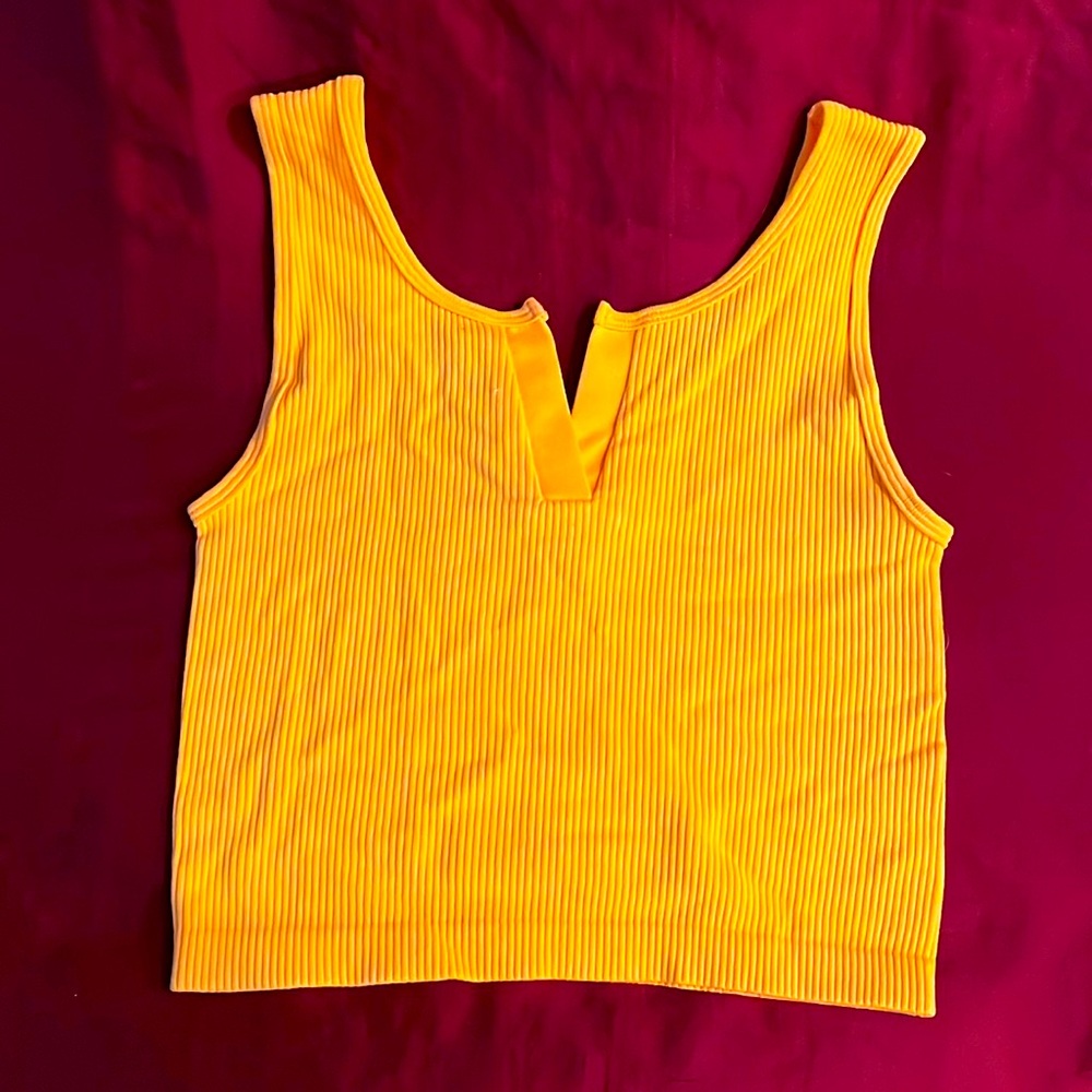 Orange Ribbed Sleeveless Top